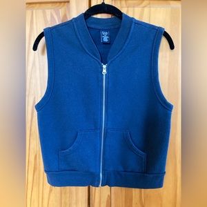 90s Vintage GAP blue cotton  zipper down-vest xs